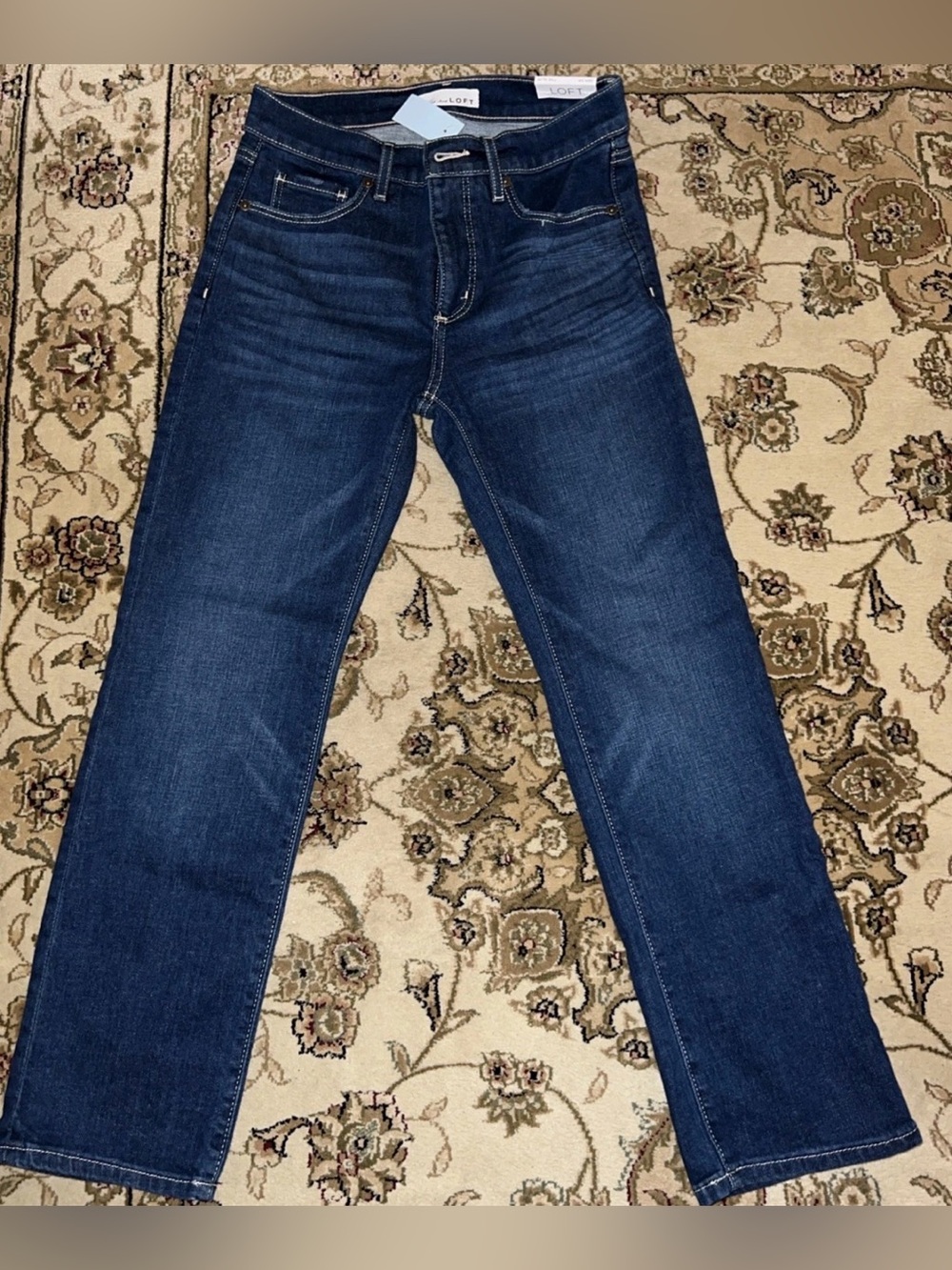 NWT LOFT Women’s The Slim Blue Denim Jean Mid Rise Size 26P/2P PETITE